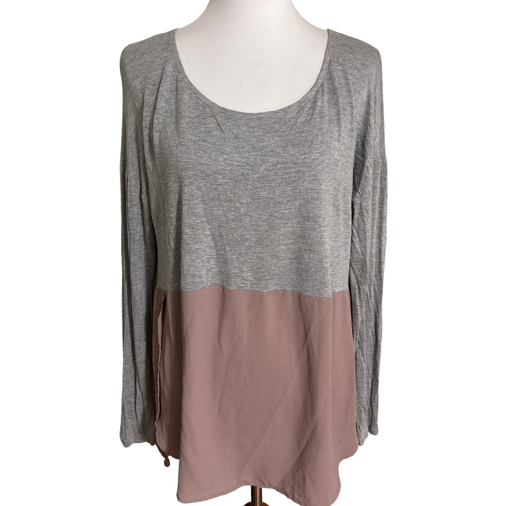 Anthropologie Gray and Mauve Two-Tone Long-Sleeve Tunic